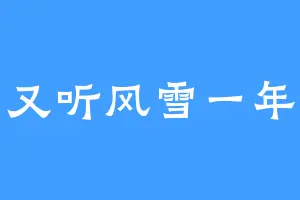 又听风雪一年