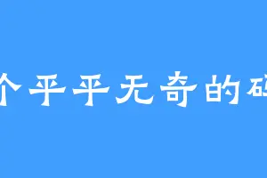 一个平平无奇的码农