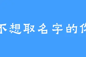 不想取名字的你