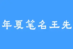 那年夏笔名王先生